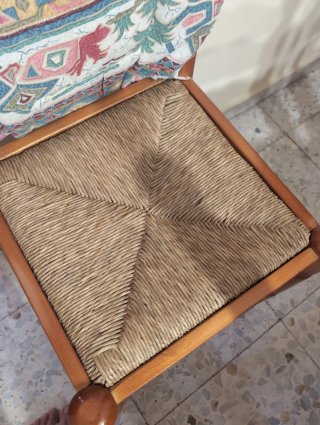 Mesa de comedor rústica de madera y 6 sillas
