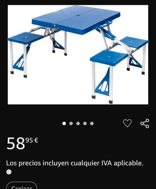 Mesa Plegable Picnic Azul y Plata