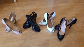 Zapatos de tacón beige y negro