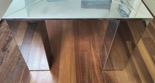 Mesa centro cristal espejo vintage