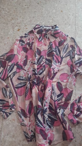 Camisa mujer manga larga floral rosa