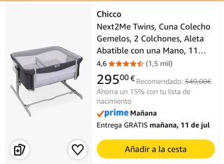 Cuna Colecho Chicco Next2Me Gemelos