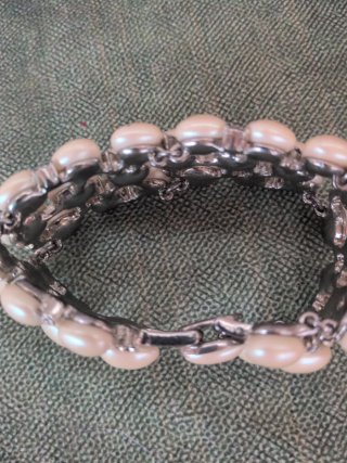 Pulsera eslabones perlas y broche plata