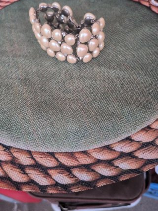 Pulsera eslabones perlas y broche plata