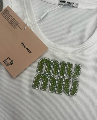 Top Miu Miu Branco e Verde Tamanho XS