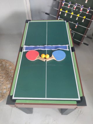 Futbolín, billar y ping pong infantil 3 en 1.