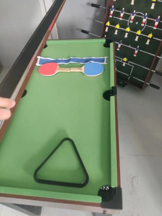 Futbolín, billar y ping pong infantil 3 en 1.