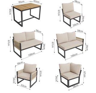 Conjunto Exterior Mesa y Sofá Beige
