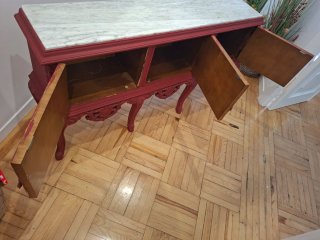 Mueble Antiguo Estilo Luis XV Rojo y Blanco