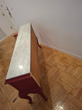 Mueble Antiguo Estilo Luis XV Rojo y Blanco
