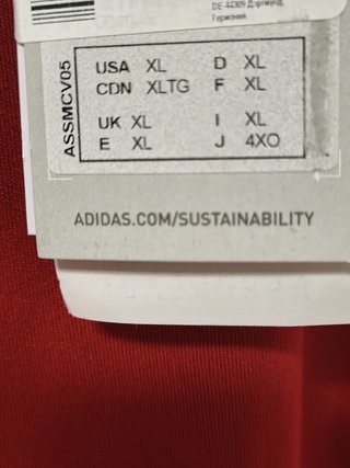Camiseta Adidas Talla XL Roja