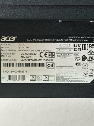 Monitor Acer Nitro QG271 27" Full HD