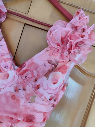 Vestido fiesta flores rosa talla M
