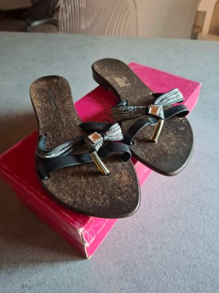Infradito gioiello bassi neri donna n.36 nuovi