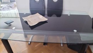 Mesa de comedor cristal y metal