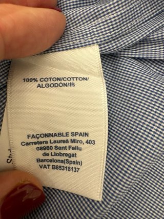 Camisa façonnable cuadros vichy hombre manga larga