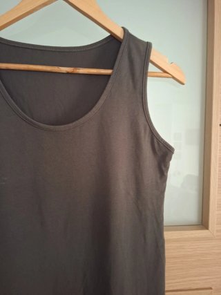 Vestido verde militar de algodon con flecos