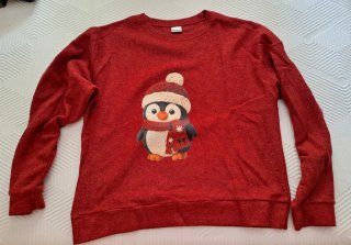 Jersey Rojo Pingüino Navidad Talla M