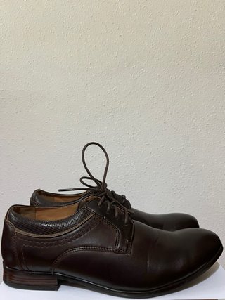 Zapatos Derby Punta Lisa Café Oscuro Talla 41