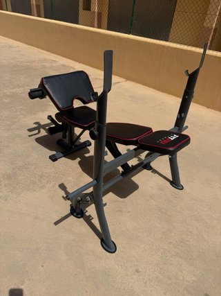 Banco musculación FITFIU + barra 7kg + discos