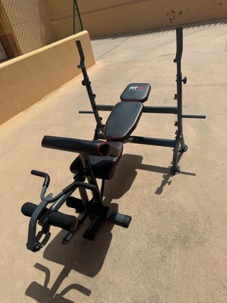 Banco musculación FITFIU + barra 7kg + discos