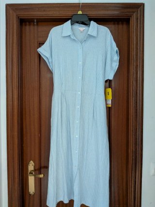 Vestido Camisero Rayas Azules y Blancas Talla S