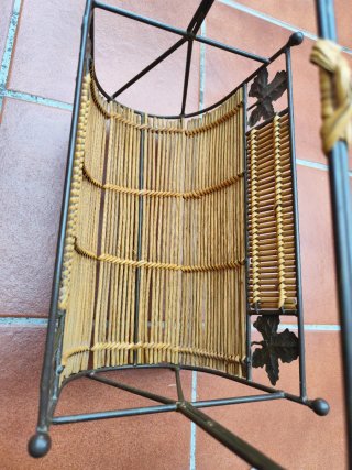 Revistero Vintage Mimbre y Forja Años 70