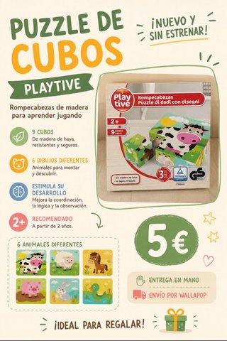 Puzzle de cubos Playtive madera 9 piezas