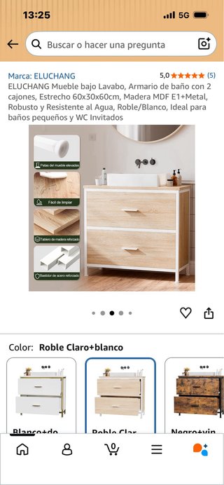Mueble bajo lavabo ELUCHANG 2 cajones.