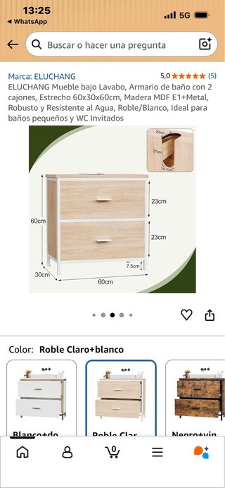 Mueble bajo lavabo ELUCHANG 2 cajones.