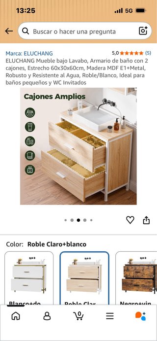 Mueble bajo lavabo ELUCHANG 2 cajones.