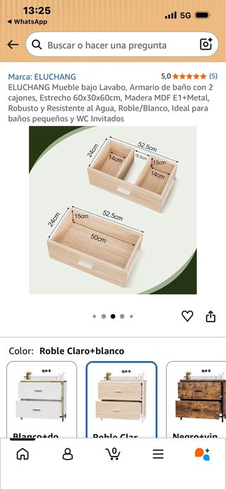 Mueble bajo lavabo ELUCHANG 2 cajones.