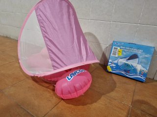 Flotador bebé con sombrilla rosa