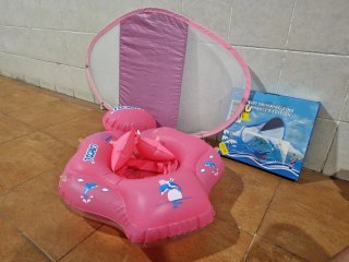 Flotador bebé con sombrilla rosa