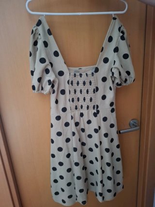 Vestido Mango lunares beige y negro Talla S