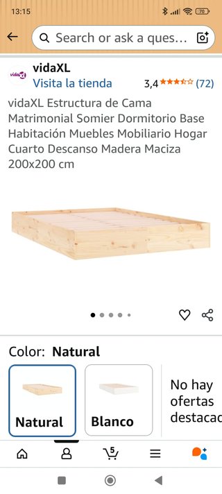 Estructura cama madera maciza 200x200