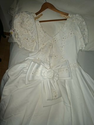 OCASIÓN ÚNICA. Vestido de Novia Blanco con Pedrerí