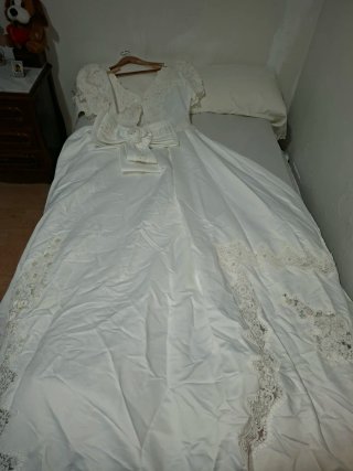 OCASIÓN ÚNICA. Vestido de Novia Blanco con Pedrerí