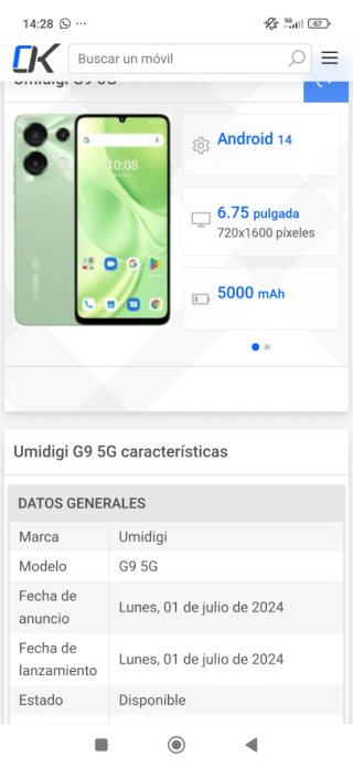 Teléfono Umidigi G9 5G 128GB 12GB RAM