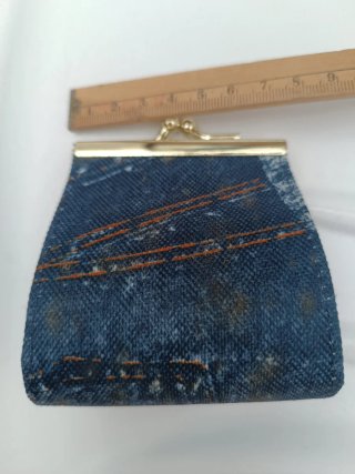 Portamonete Vintage Tessuto Blu