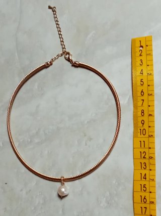 Gargantilla Oro Rosa baño y Perla Rosa  Grande