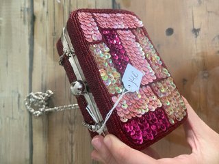 Bolso fiesta lentejuelas oro y rosa