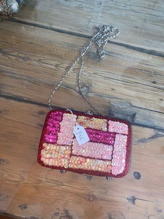 Bolso fiesta lentejuelas oro y rosa