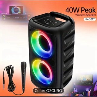 Altavoz Negro con Micrófono y Luces