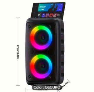 Altavoz Negro con Micrófono y Luces