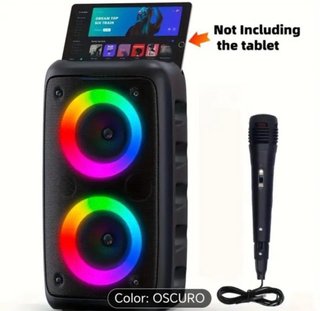 Altavoz Negro con Micrófono y Luces