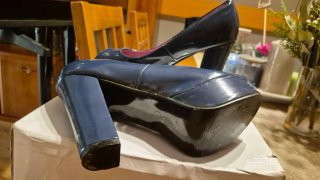 Zapatos Peep Toes Azul Tacon