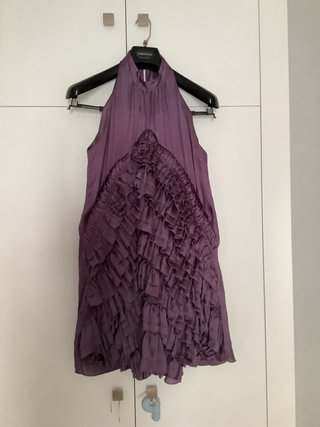 Vestido halter talla L – color morado, elegante