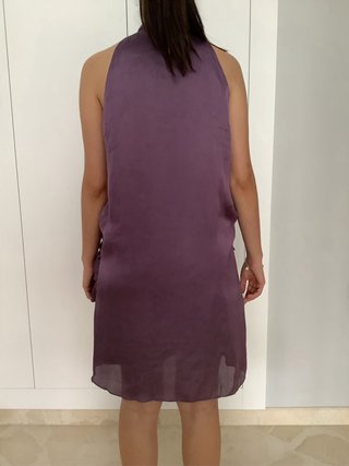 Vestido halter talla L – color morado, elegante
