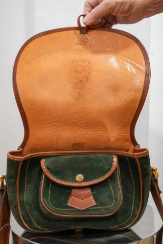 Bolso Loewe Vintage Piel y Ante Verde Marrón